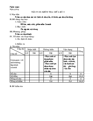 Giáo án Tin học 8 - Tiết 19+20: Kiểm tra giữa kì I - Năm học 2022-2023 - Trường THCS Tà Chải