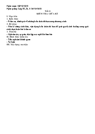 Giáo án Tin học 8 - Tiết 8: Kiểm tra giữa kì - Năm học 2022-2023 - Trường PTDTBT THCS Lùng Phình