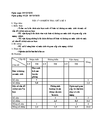 Giáo án Tin học 9 - Tiết 17+18: Kiểm tra giữa kì - Năm học 2022-2023