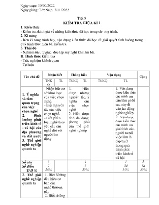 Giáo án Tin học 9 - Tiết 9: Kiểm tra giữa kì I - Năm học 2022-2023
