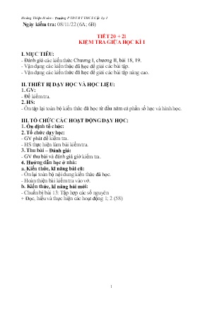 Giáo án Toán 6 - Tiết 20+21: Kiểm tra giữa học kì I - Năm học 2022-2023 - Hoàng Thiện Hoàn