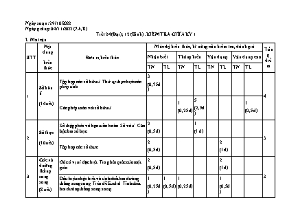 Giáo án Toán 7 - Tiết 12+24: Kiểm tra giữa giữa học kì I (Đại số + Hình học) - Năm học 2022-2023